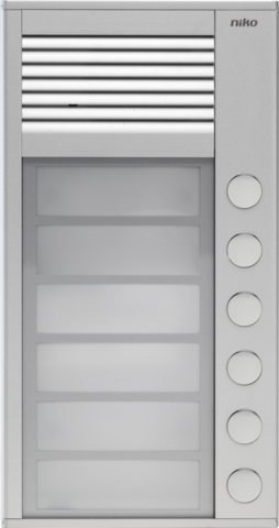 Niko 10-156: Opbouwbuitenpost 16 mm met 6 bellen