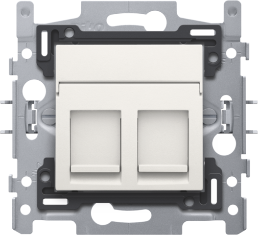 Niko 101-65114: 2 RJ11-aansluitingen UTP, vlakke uitvoering, sokkel en afwerkingsset white