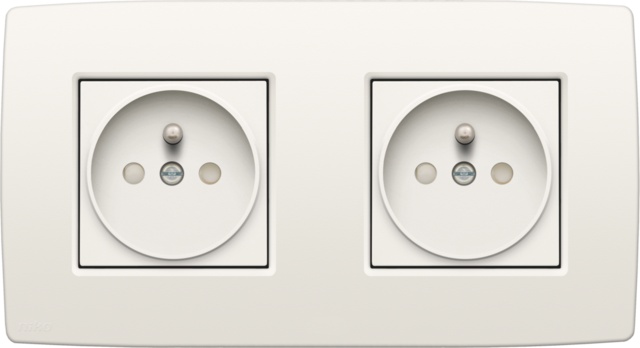 Dubbel stopcontact horizontaal met penaarde en beschermingsa