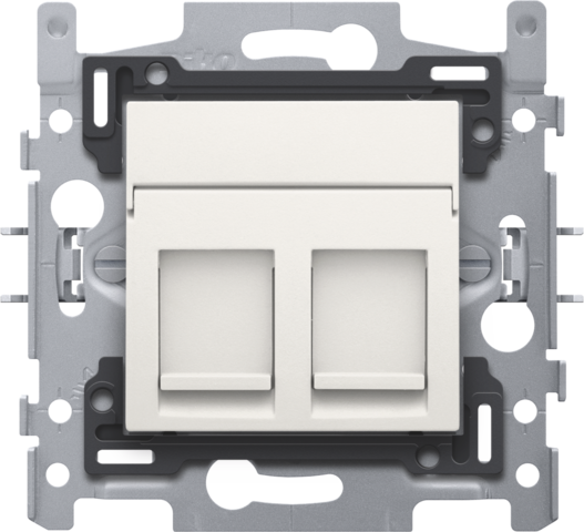 Niko 101-66156: 2 RJ45-aansluitingen STP Cat. 5E, klaar voor PoE++, vlakke uitvoering, incl. sokkel 60 x 71 mm met klauwbevestiging en afwerkingsset, white