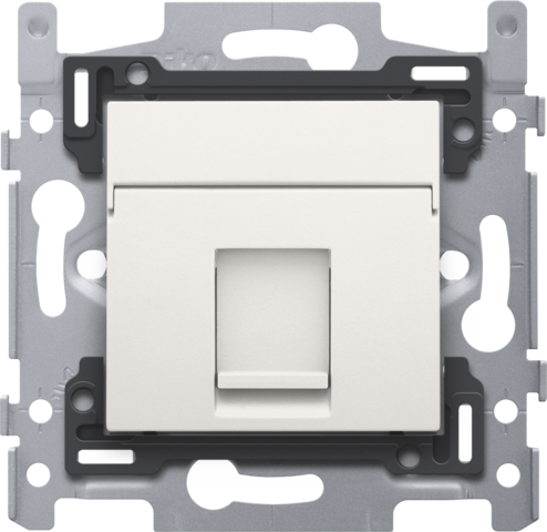 Niko 101-66251: 1 RJ45-aansluiting UTP Cat. 5E, klaar voor PoE++, vlakke uitvoering, incl. sokkel 60 x 71 mm met schroefbevestiging en afwerkingsset, white