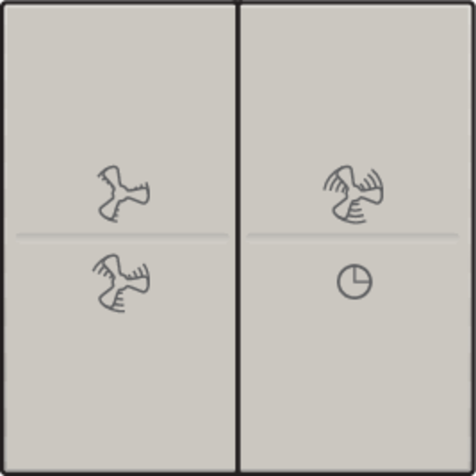 Niko 102-00013: Tweevoudige toets met ventilatoropdruk 0 t.e.m. 3 voor draadloze schakelaar of drukknop met 4 bedieningsknoppen, light grey - Image 2