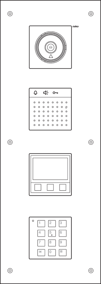 Niko 10-386: Modulaire videobuitenpost voor inbouw met 4 modules: domecamera, audio, display en codeslot - Image 2