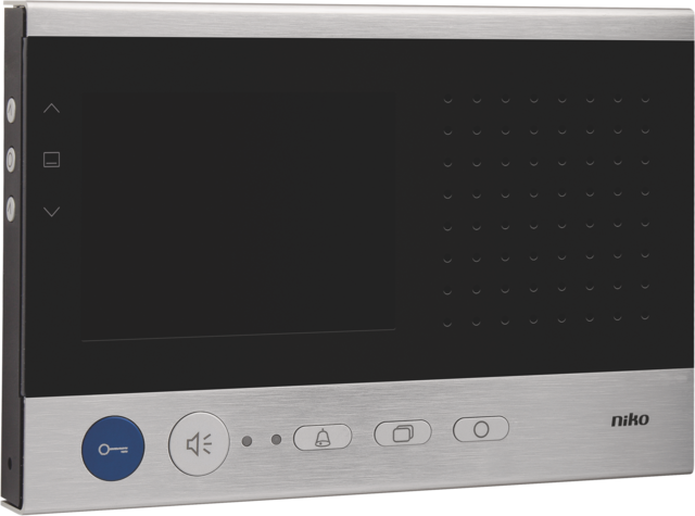 Niko 10-571: Luxueuze en compacte handsfree videobinnenpost met kleurenscherm en menufunctie, opbouw