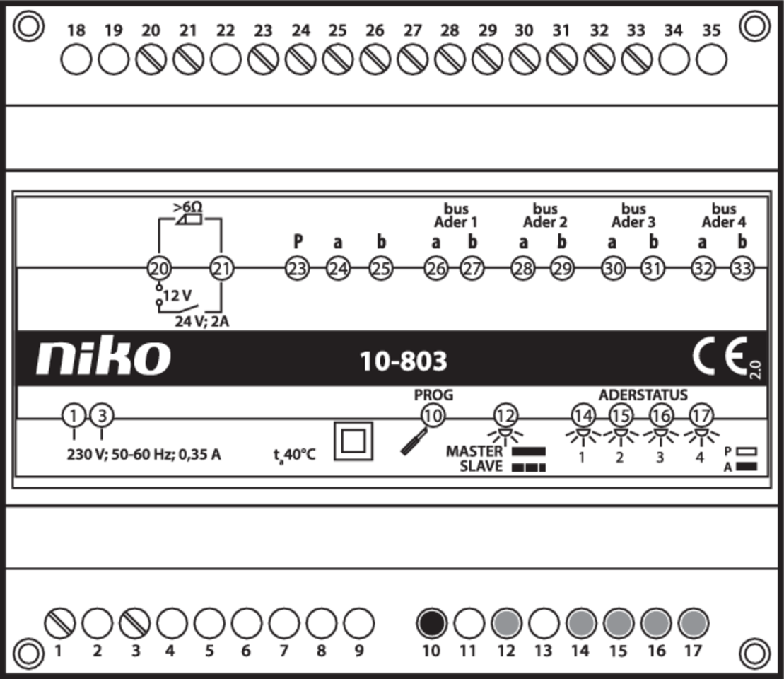 Niko 10-803: Buskoppeling voor hoofdbuitenpost met 4 deelinstallaties - Image 2