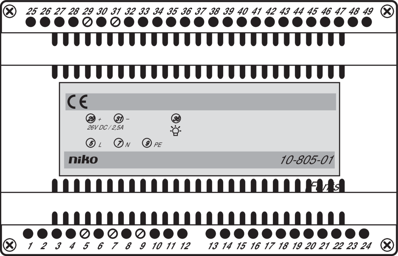 Niko 10-805-01: Modulaire gelijkspanningsvoeding voor uitgebreide videofoniesystemen - Image 2