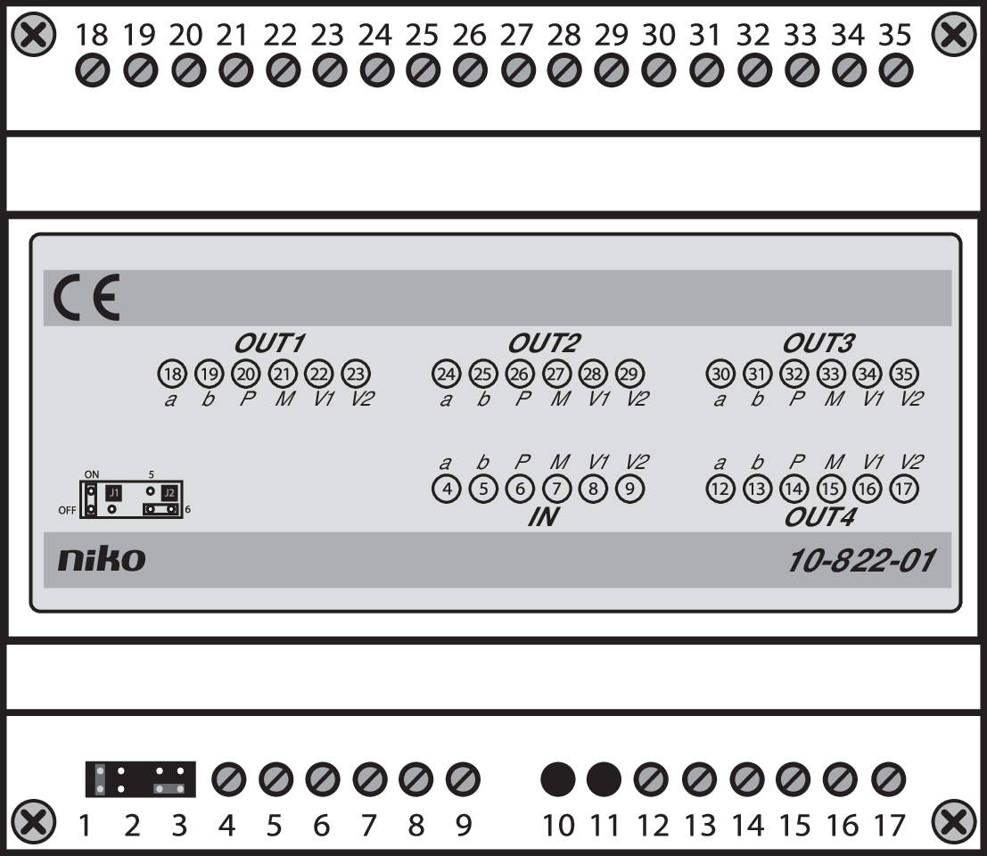 Niko 10-822-01: Niko Toegangscontrole - modulaire splitter voor het opsplitsen van het videosignaal over 4 leidingen - Image 2