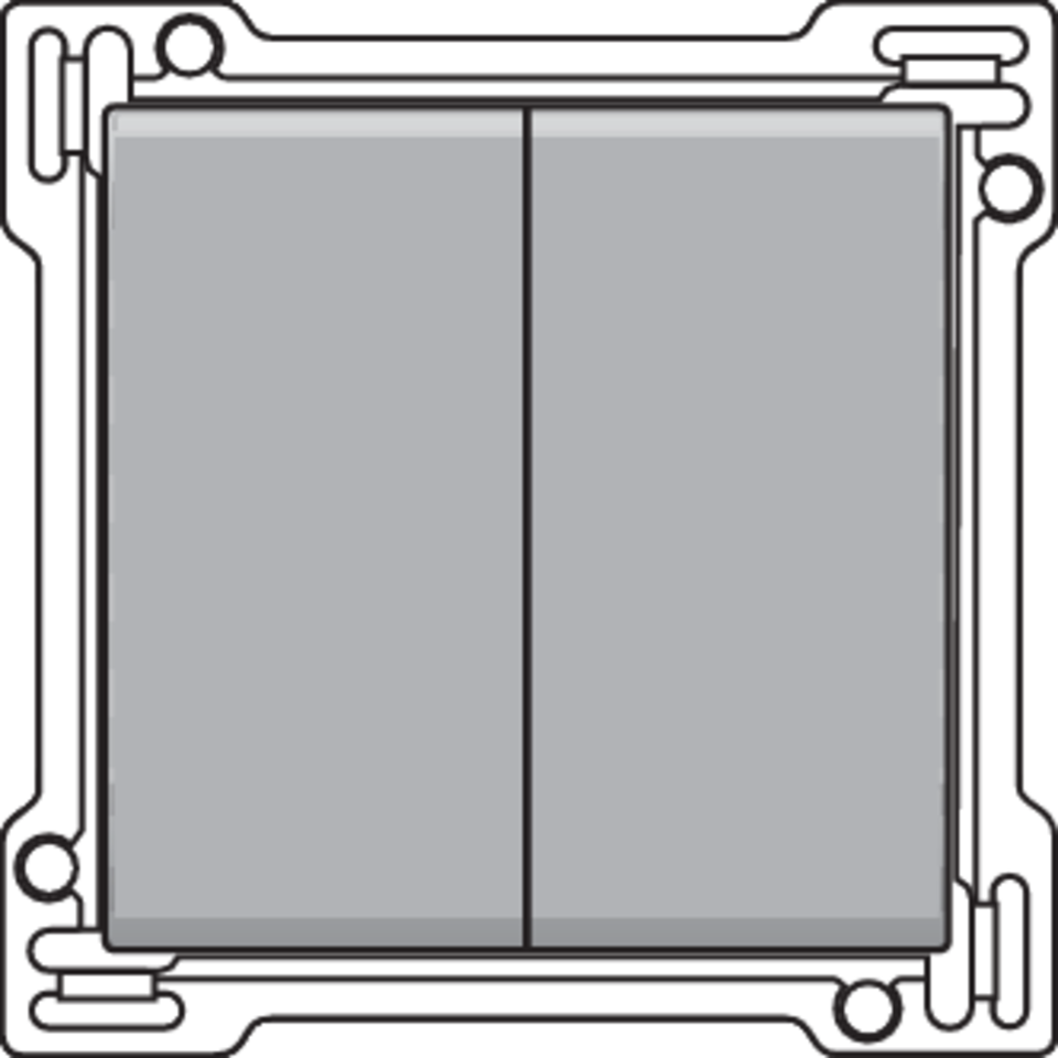 Niko 121-61505: Afwerkingsset voor serieschakelaar, wisselschakelaar + drukknop N.O., dubbele wisselschakelaar of dubbele drukknop N.O. of N.G. , sterling coated - Image 2