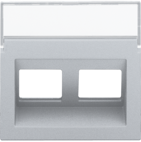 Centraalplaat data 2x RJ schuine uitgang, sterling coated