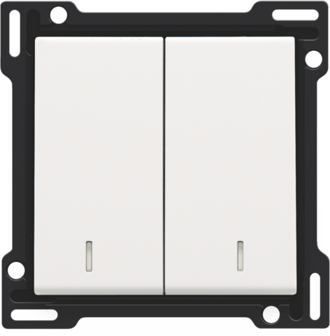 Niko 154-61507: Afwerkingsset met dubbele lens voor serieschakelaar, wisselschakelaar + drukknop N.O., dubbele wisselschakelaar of dubbele drukknop N.O. of N.G., white coated