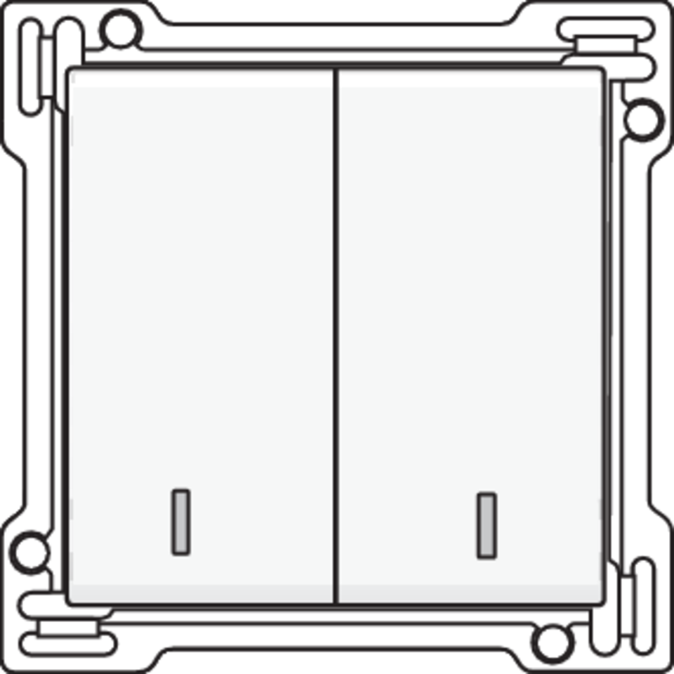 Niko 154-61507: Afwerkingsset met dubbele lens voor serieschakelaar, wisselschakelaar + drukknop N.O., dubbele wisselschakelaar of dubbele drukknop N.O. of N.G., white coated - Image 2