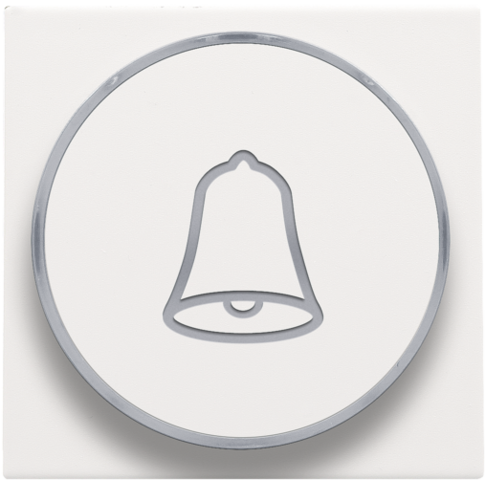 Niko 154-64007: Afwerkingsset met doorschijnende ring met belsymbool voor drukknop 6 A met amberkleurige led met E10-lampvoet, white coated