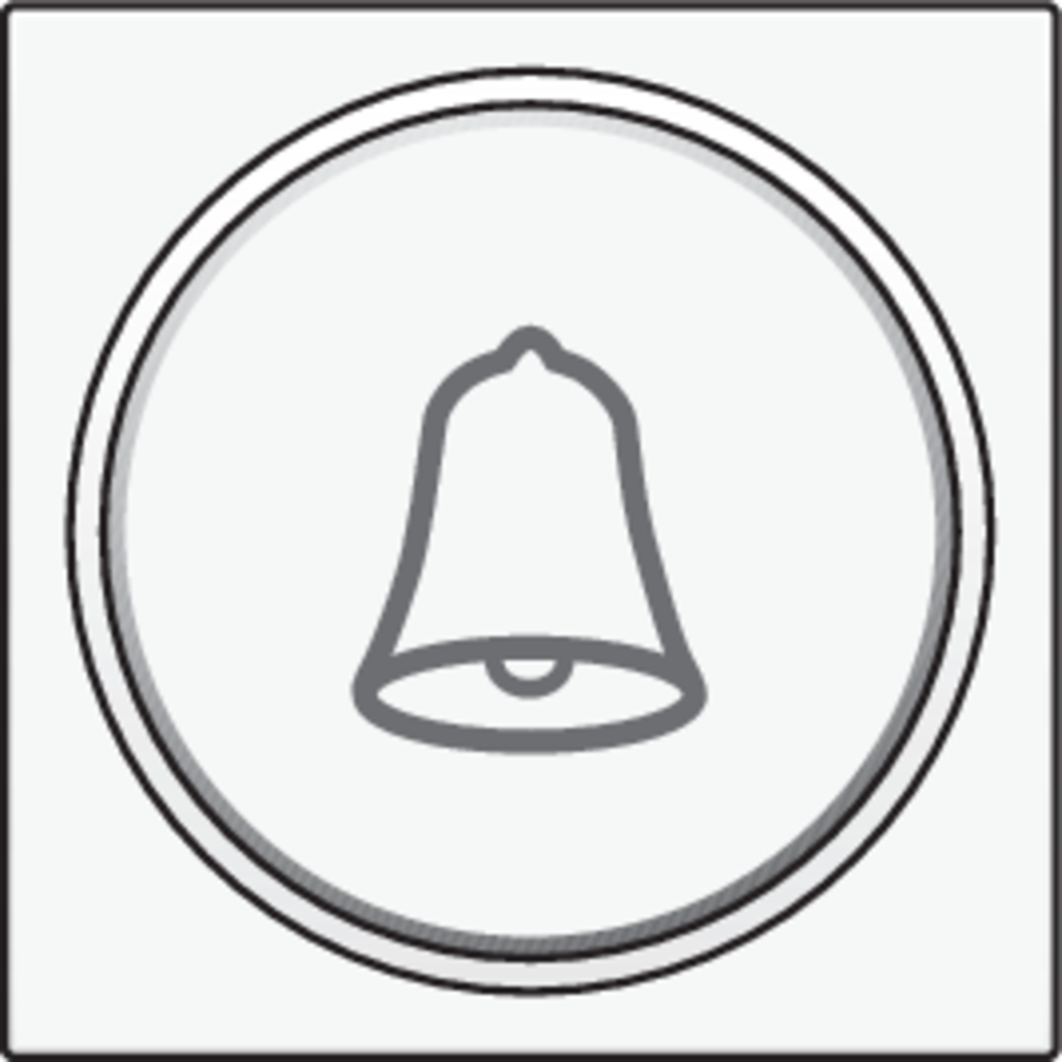 Niko 154-64007: Afwerkingsset met doorschijnende ring met belsymbool voor drukknop 6 A met amberkleurige led met E10-lampvoet, white coated - Image 2