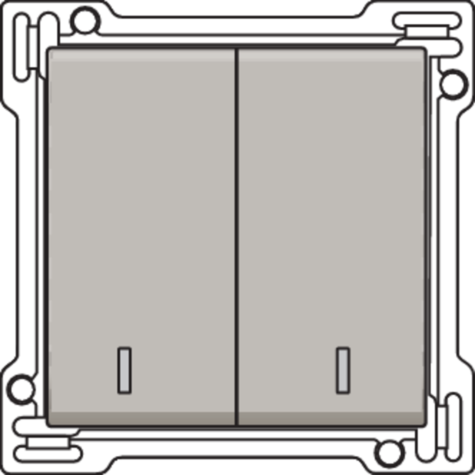 Niko 157-61507: Afwerkingsset met dubbele lens voor serieschakelaar, wisselschakelaar + drukknop N.O., dubbele wisselschakelaar of dubbele drukknop N.O. of N.G., champagne coated - Image 2