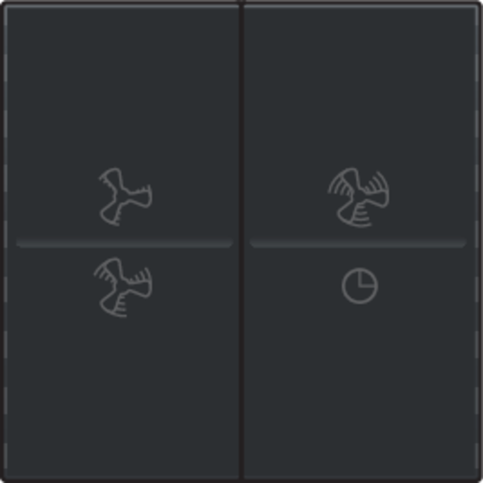 Niko 161-00013: Tweevoudige toets met ventilatoropdruk 0 t.e.m. 3 voor draadloze schakelaar of drukknop met 4 bedieningsknoppen, black coated - Image 2