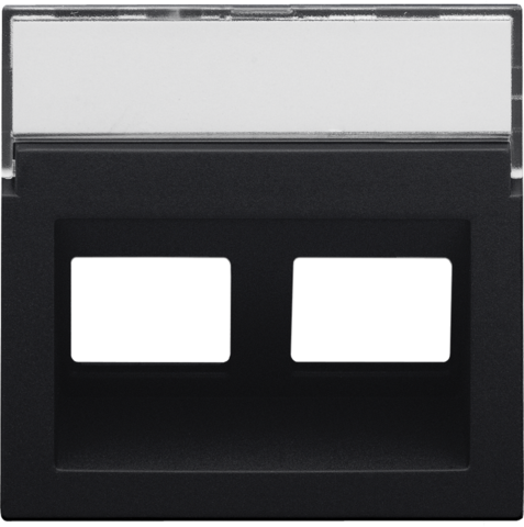 Centraalplaat data 2x RJ schuine uitgang, black coated