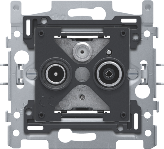 Sokkel voor 2 enkelvoudige coaxaansluitingen voor tv en FM e