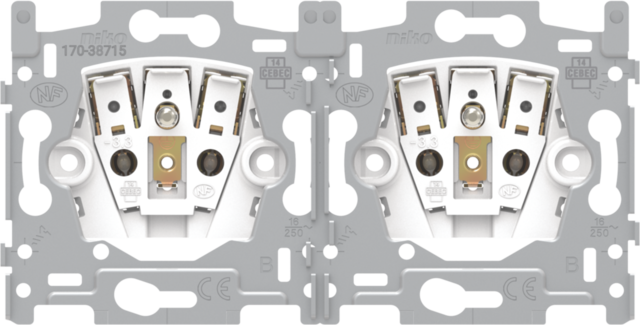 Sokkel voor dubbel stopcontact horizontaal met penaarde en b