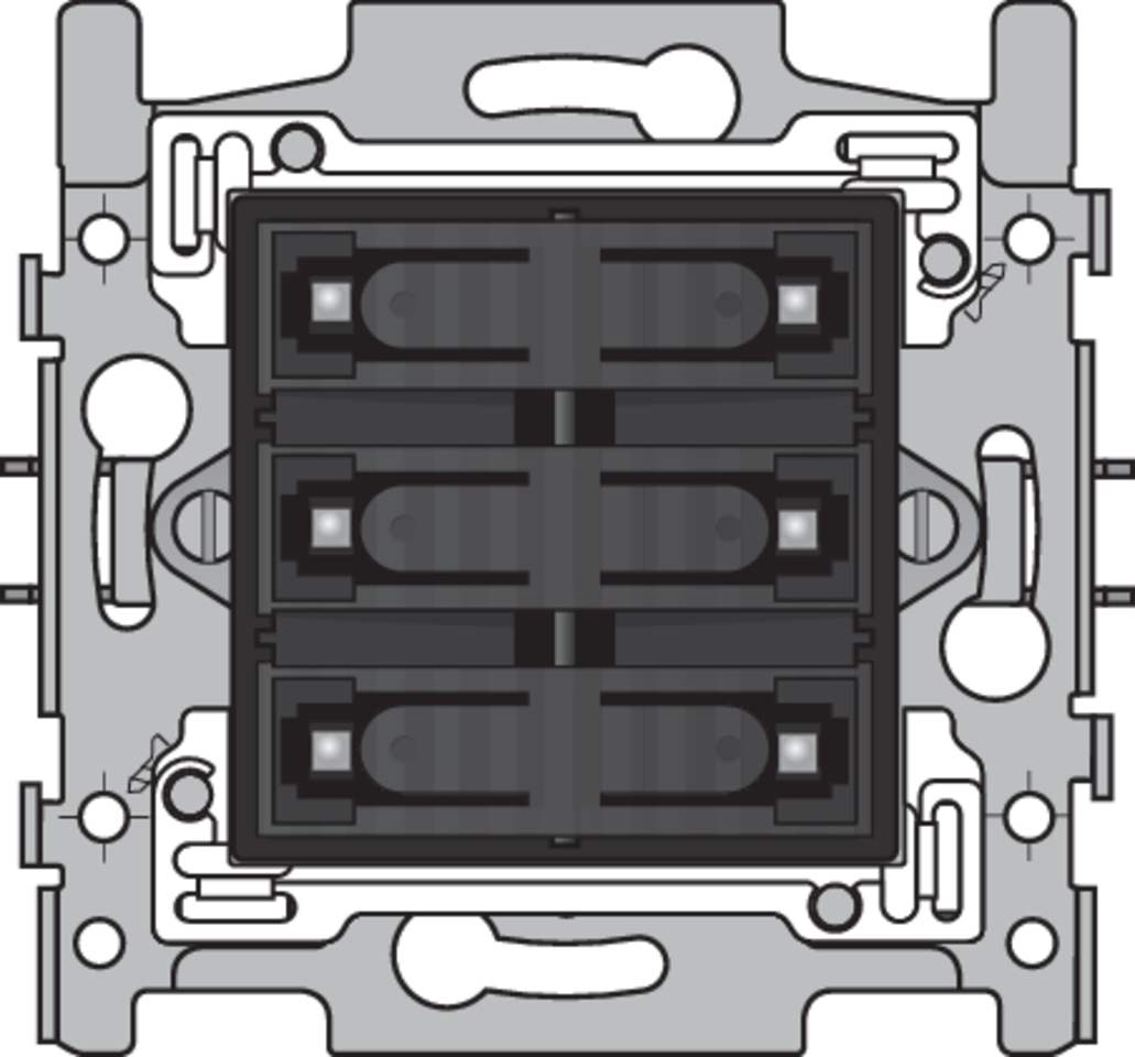 Niko 170-60150: Sokkel voor 6-voudige potentiaalvrije drukknop 24 V N.O. met amberkleurige led, klauwbevestiging - Image 2