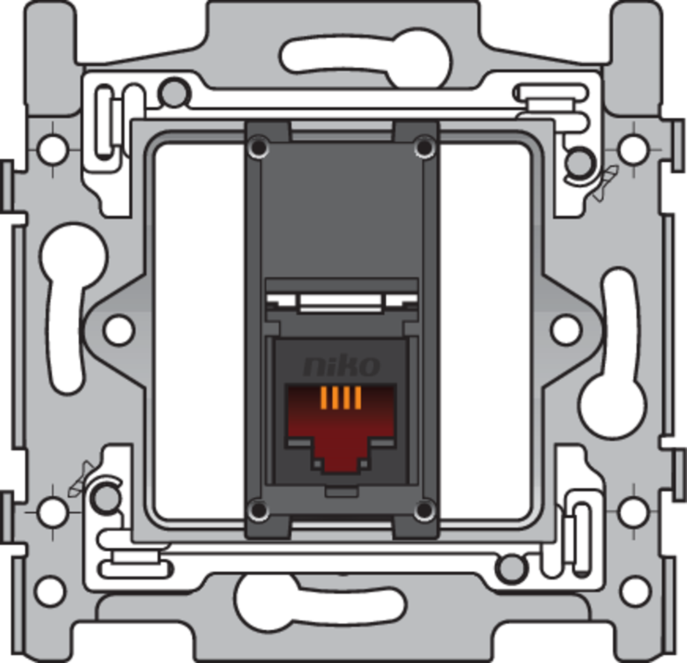 Niko 170-65213: 1 RJ11-aansluiting UTP, vlakke uitvoering, incl. inbouwraam 60 x 71 mm met schroefbevestiging - Image 2
