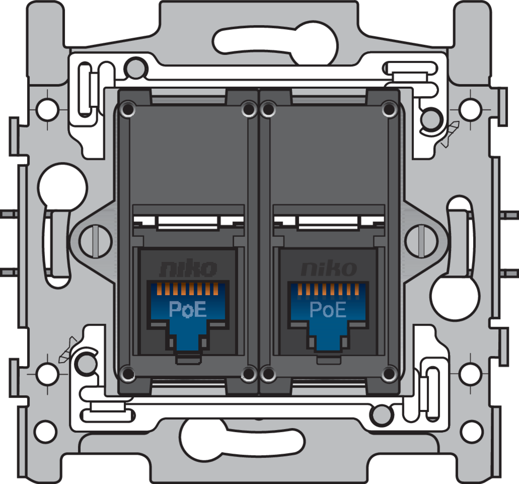Niko 170-66162: 2 RJ45-aansluitingen UTP Cat. 6, klaar voor PoE++, vlakke uitvoering, incl. sokkel 60 x 71 mm met klauwbevestiging - Image 2