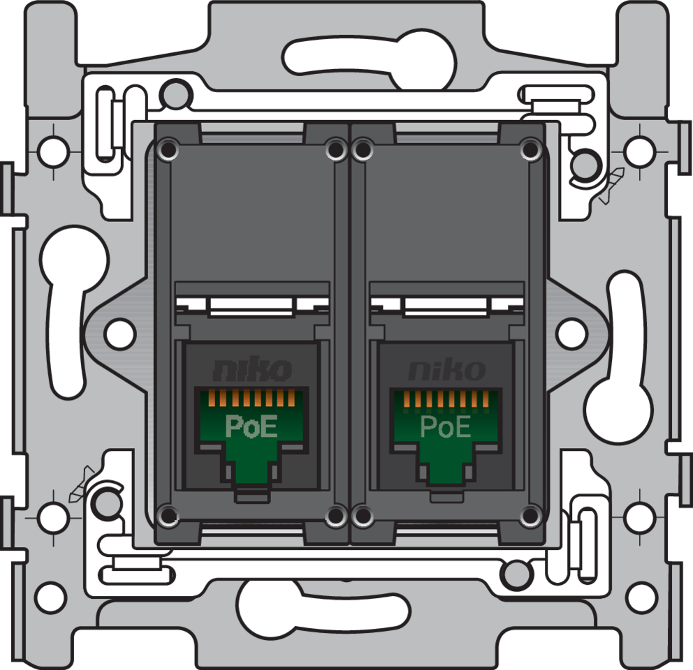 Niko 170-66252: 2 RJ45-aansluitingen UTP Cat. 5E, klaar voor PoE++, vlakke uitvoering, incl. sokkel 60 x 71 mm met schroefbevestiging - Image 2