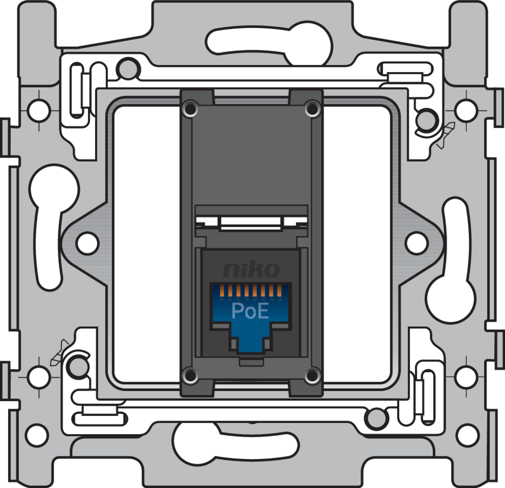 Niko 170-66261: 1 RJ45-aansluiting UTP Cat. 6, klaar voor PoE++, vlakke uitvoering, incl. sokkel 60 x 71 mm met schroefbevestiging - Image 2