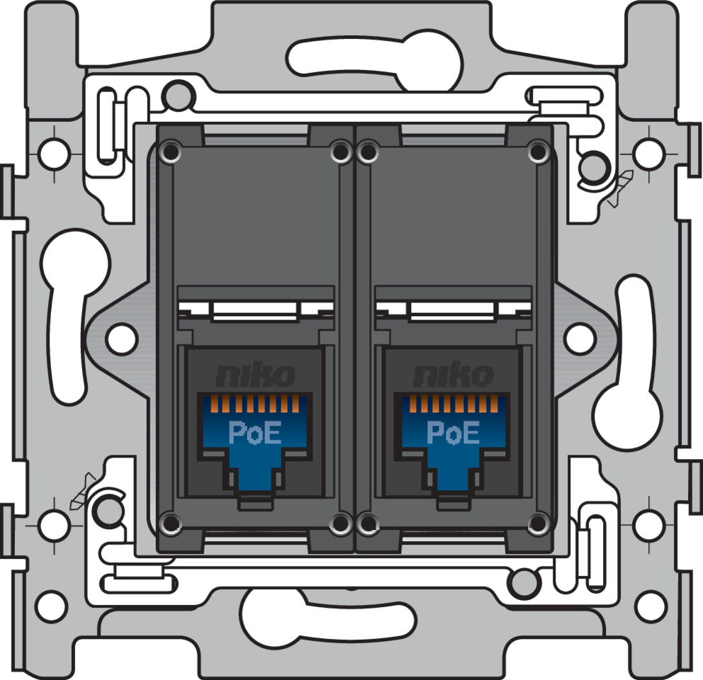 Niko 170-66262: 2 RJ45-aansluitingen UTP Cat. 6, klaar voor PoE++, vlakke uitvoering, incl. sokkel 60 x 71 mm met schroefbevestiging - Image 2