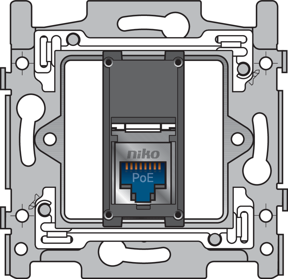 Niko 170-66266: 1 RJ45-aansluiting STP Cat. 6, klaar voor PoE++, vlakke uitvoering, incl. sokkel 60 x 71 mm met schroefbevestiging - Image 2