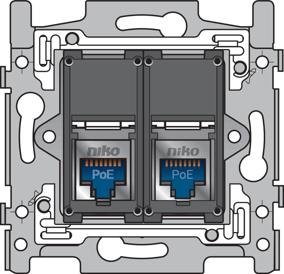 Niko 170-66267: 2 RJ45-aansluitingen STP Cat. 6, klaar voor PoE++, vlakke uitvoering, incl. sokkel 60 x 71 mm met schroefbevestiging - Image 2