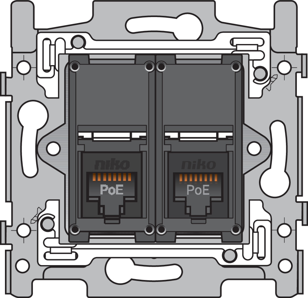Niko 170-66272: 2 RJ45-aansluitingen UTP Cat. 6A, klaar voor PoE++, vlakke uitvoering, incl. sokkel 60 x 71 mm met schroefbevestiging - Image 2