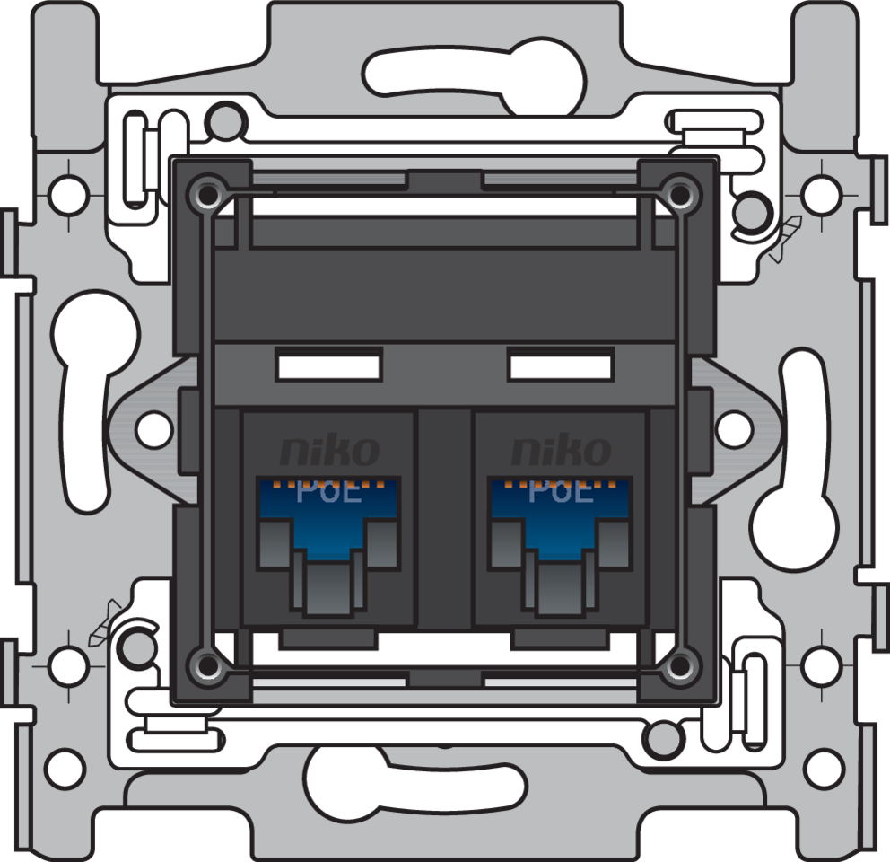 Niko 170-66362: 2 RJ45-aansluitingen UTP Cat. 6, klaar voor PoE++, schuine uitvoering, incl. sokkel 60 x 71 mm met schroefbevestiging - Image 2