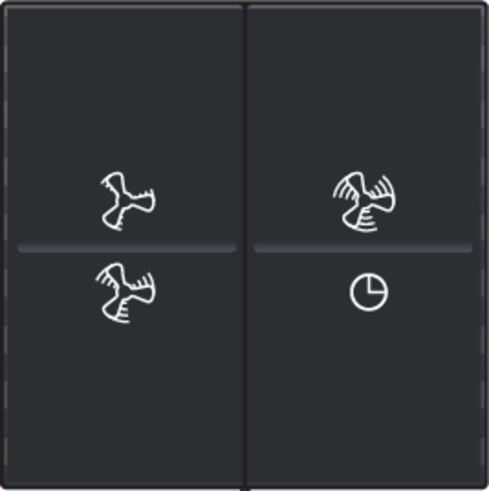 Niko 200-00013: Tweevoudige toets met ventilatoropdruk 0 t.e.m. 3 voor draadloze schakelaar of drukknop met 4 bedieningsknoppen, piano black coated - Image 2