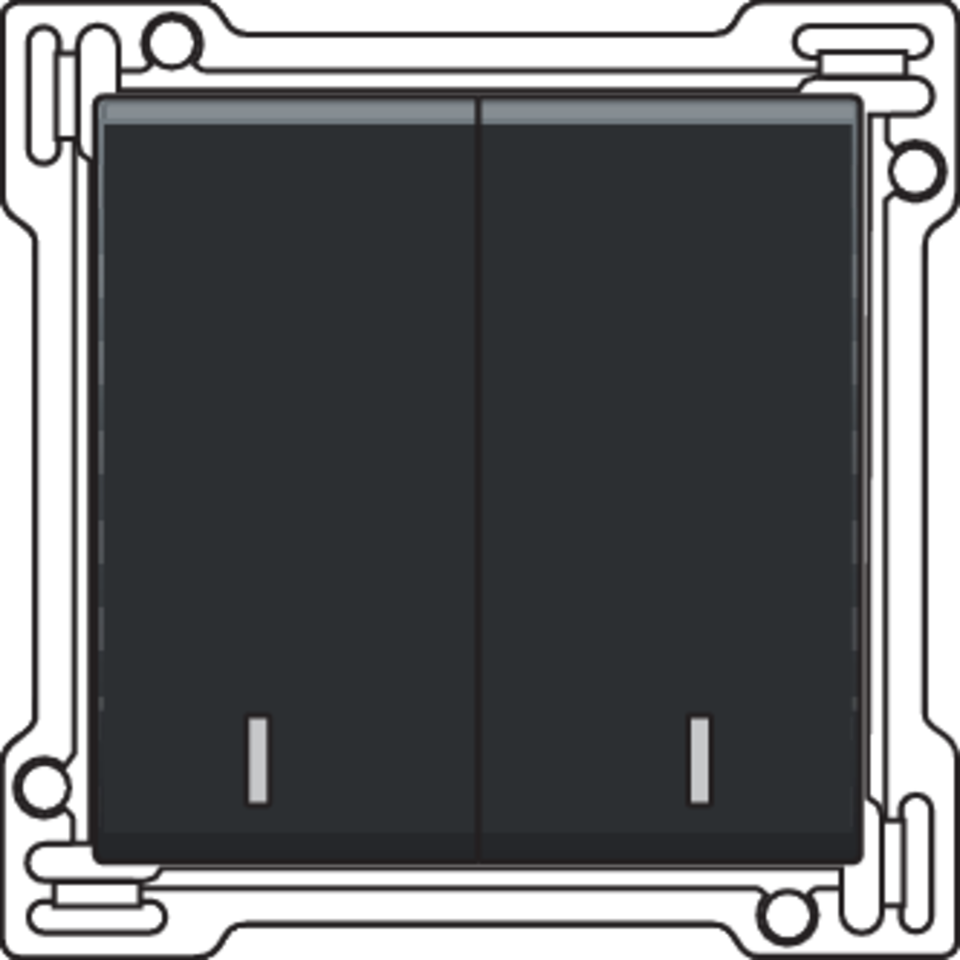 Niko 200-61507: Afwerkingsset met dubbele lens voor serieschakelaar, wisselschakelaar + drukknop N.O., dubbele wisselschakelaar of dubbele drukknop N.O. of N.G., piano black coated - Image 2
