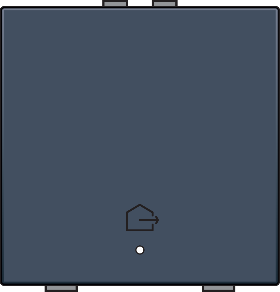 Niko 220-52921: Enkelvoudige drukknop met led en comfortsensoren voor Niko Home Control, symbool 'woning verlaten', blue grey coated - Image 2