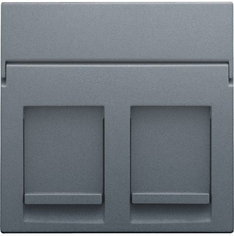 Centraalplaat data 2x RJ, blue grey coated