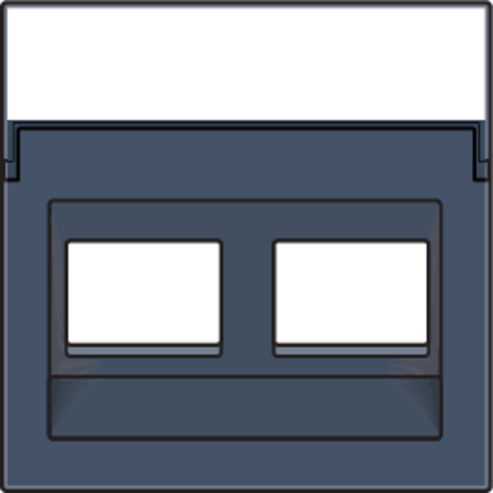 Niko 220-65400: Centraalplaat data 2x RJ schuine uitgang, blue grey coated - Image 2