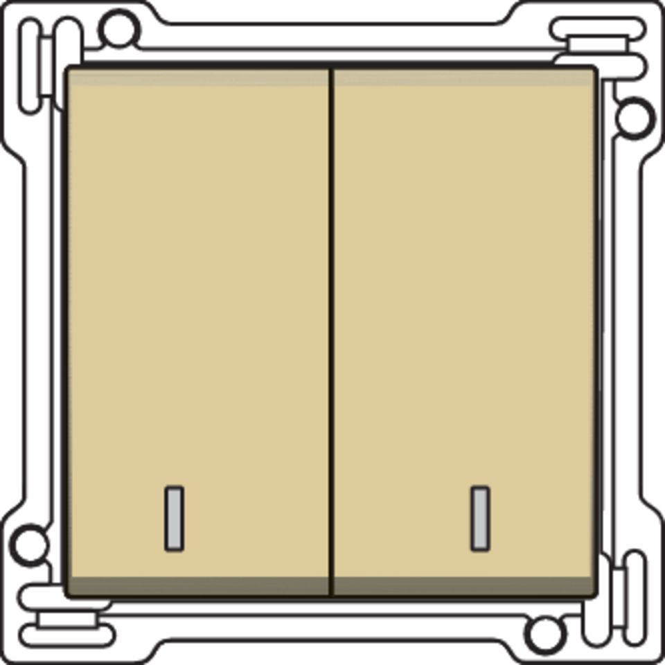 Niko 221-61507: Afwerkingsset met dubbele lens voor serieschakelaar, wisselschakelaar + drukknop N.O., dubbele wisselschakelaar of dubbele drukknop N.O. of N.G., gold coated - Image 2