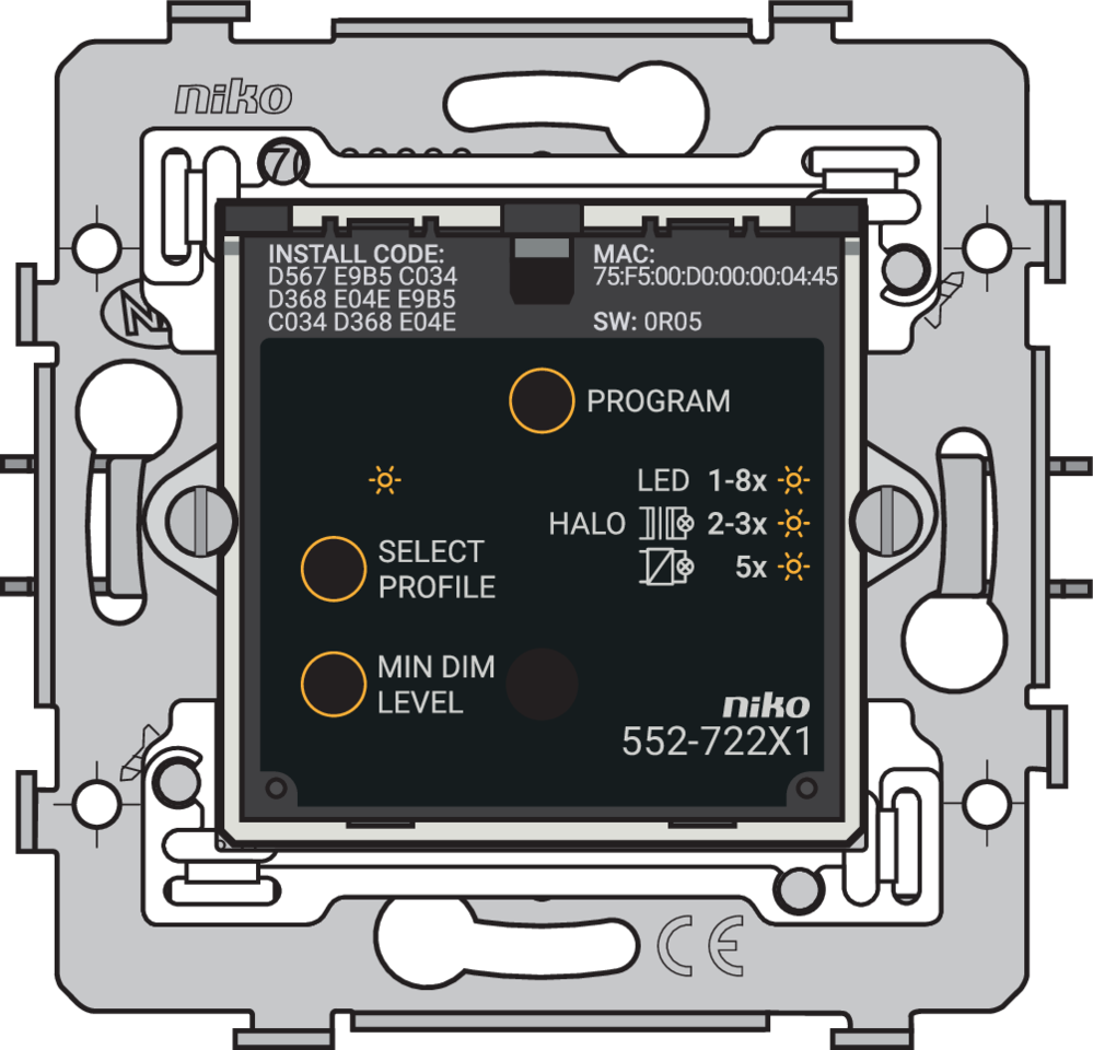 Niko 552-72231: Geconnecteerde dimmer, sokkel, 3-200 W, 2-draads, 71 x 71 mm, klauwbevestiging, Zigbee® - Image 2