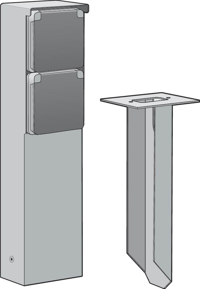 Niko 700-36625: Spuitwaterdichte tuinpaal met tweevoudig stopcontact, penaarde en grondpin, grijs - Image 2