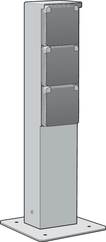 Niko 700-36735: Spuitwaterdichte tuinpaal met drievoudig stopcontact, penaarde en grondplaat, grijs - Image 2
