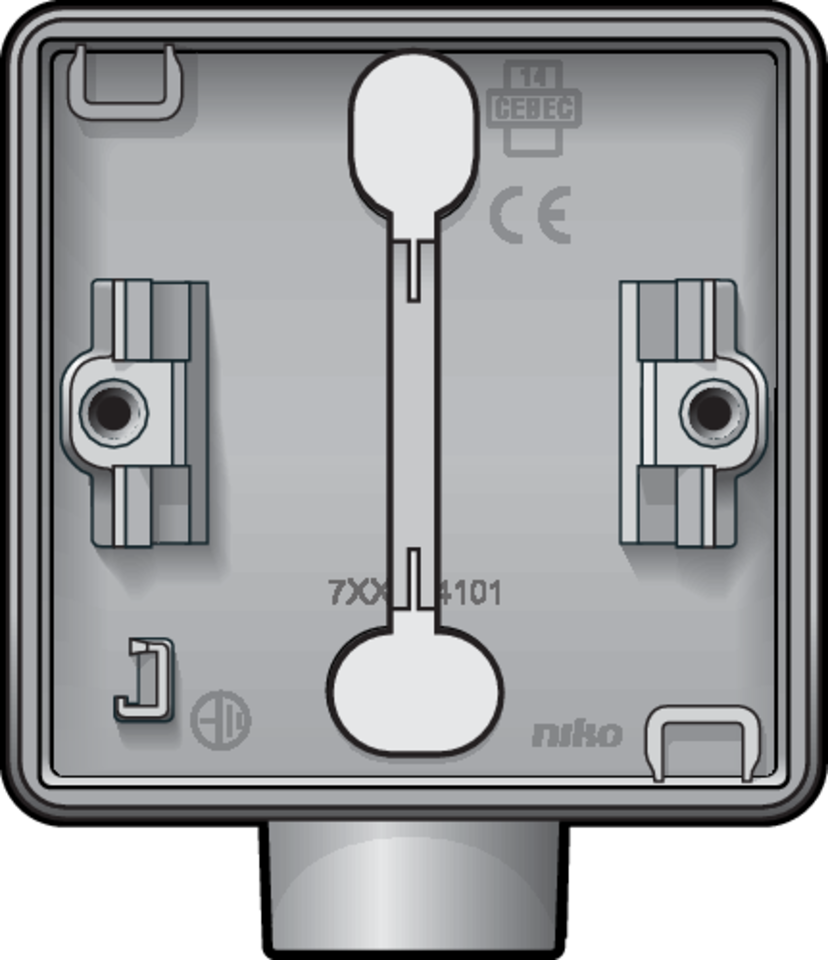 Niko 700-84101: Spuitwaterdichte enkelvoudige opbouwdoos met één M20-ingang voor één functie, grijs - Image 2