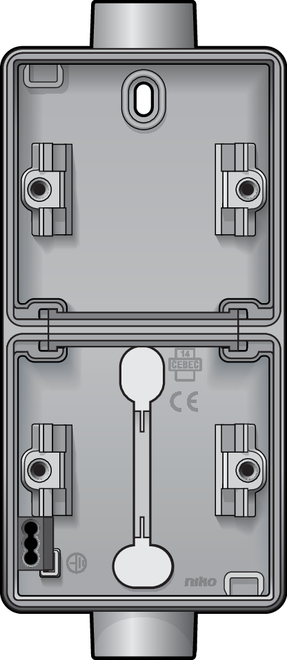 Niko 700-84211: Spuitwaterdichte dubbele verticale opbouwdoos met twee enkelvoudige M20-ingangen voor twee functies, grijs - Image 2