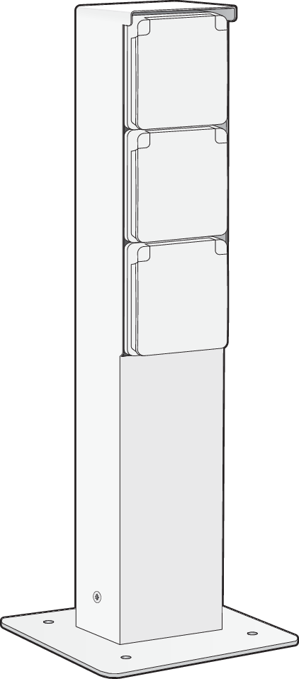 Niko 701-36735: Spuitwaterdichte tuinpaal met drievoudig stopcontact, penaarde en grondplaat, wit - Image 2