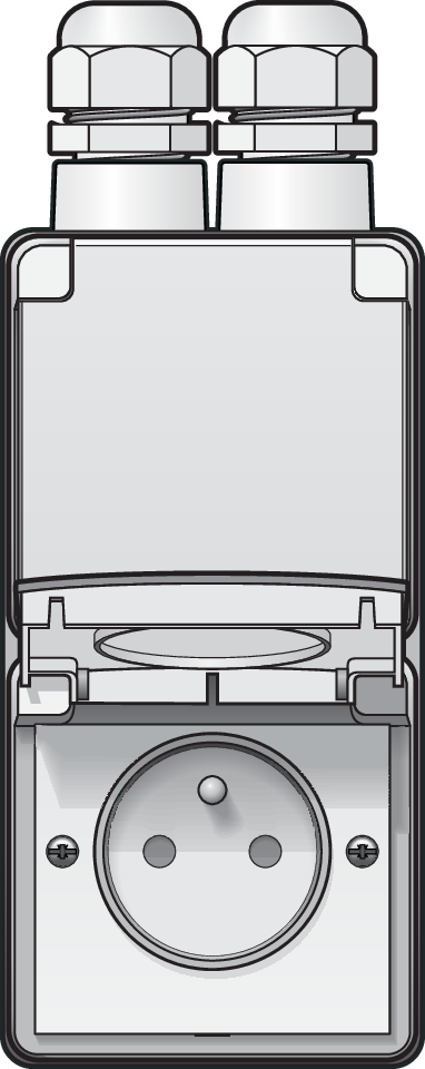 Niko 701-37730: Spuitwaterdicht dubbel verticaal stopcontact met penaarde, beschermingsafsluiters en schroefklemmen – inclusief doos met twee ingangen bovenaan, wit - Image 2