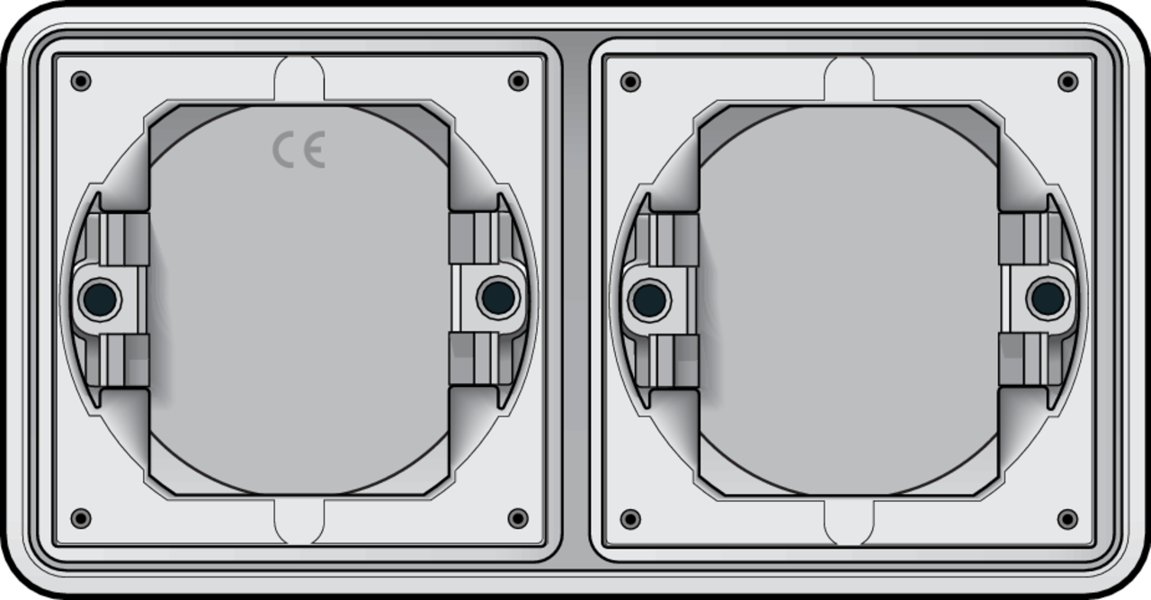 Niko 701-75000: Spuitwaterdichte tweevoudige horizontale inbouwdoos voor twee functies, wit - Image 2