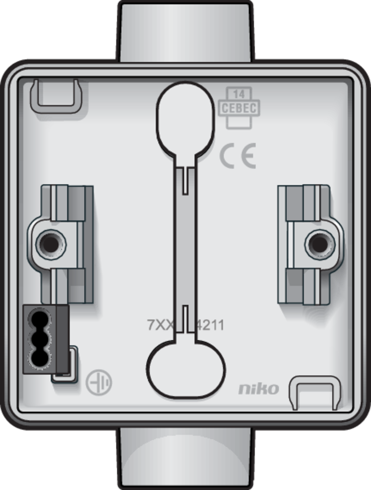Niko 701-84111: Spuitwaterdichte enkelvoudige opbouwdoos met twee enkelvoudige M20-ingangen voor één functie, wit - Image 2
