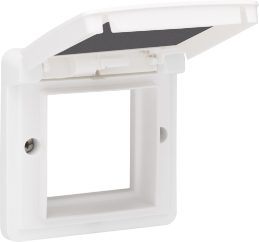 Niko 701-85000: Aanpaskader met klapdeksel voor 45x45mm-functies in in spuitwaterdichte montagedozen, wit
