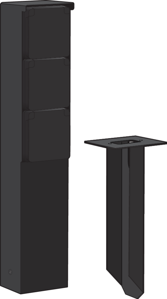 Niko 761-36635: Spuitwaterdichte tuinpaal met drievoudig stopcontact, penaarde en grondpin, zwart - Image 2