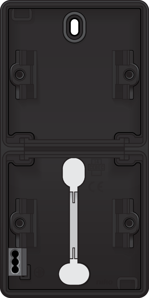 Niko 761-83201: Spuitwaterdichte dubbele verticale opbouwdoos met twee enkelvoudige soepele ingangen voor twee functies, zwart - Image 2